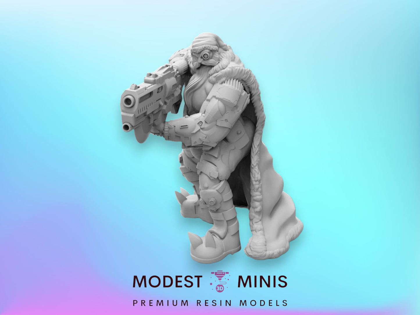 Cyber Santa - 32mm Scale Miniature | RPG | Sci fi | Cyberpunk | Role Playing | DnD | Papsikel