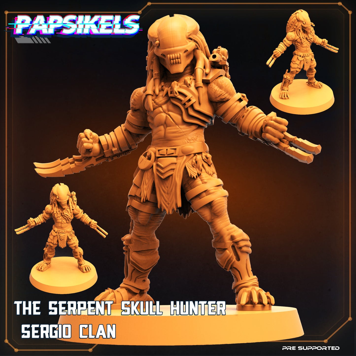 Serpent Skull Hunter Sergio - Resin 3D Print Alien Miniature | RPG | Sci fi | Cyberpunk | Role Playing | DnD | Papsikel