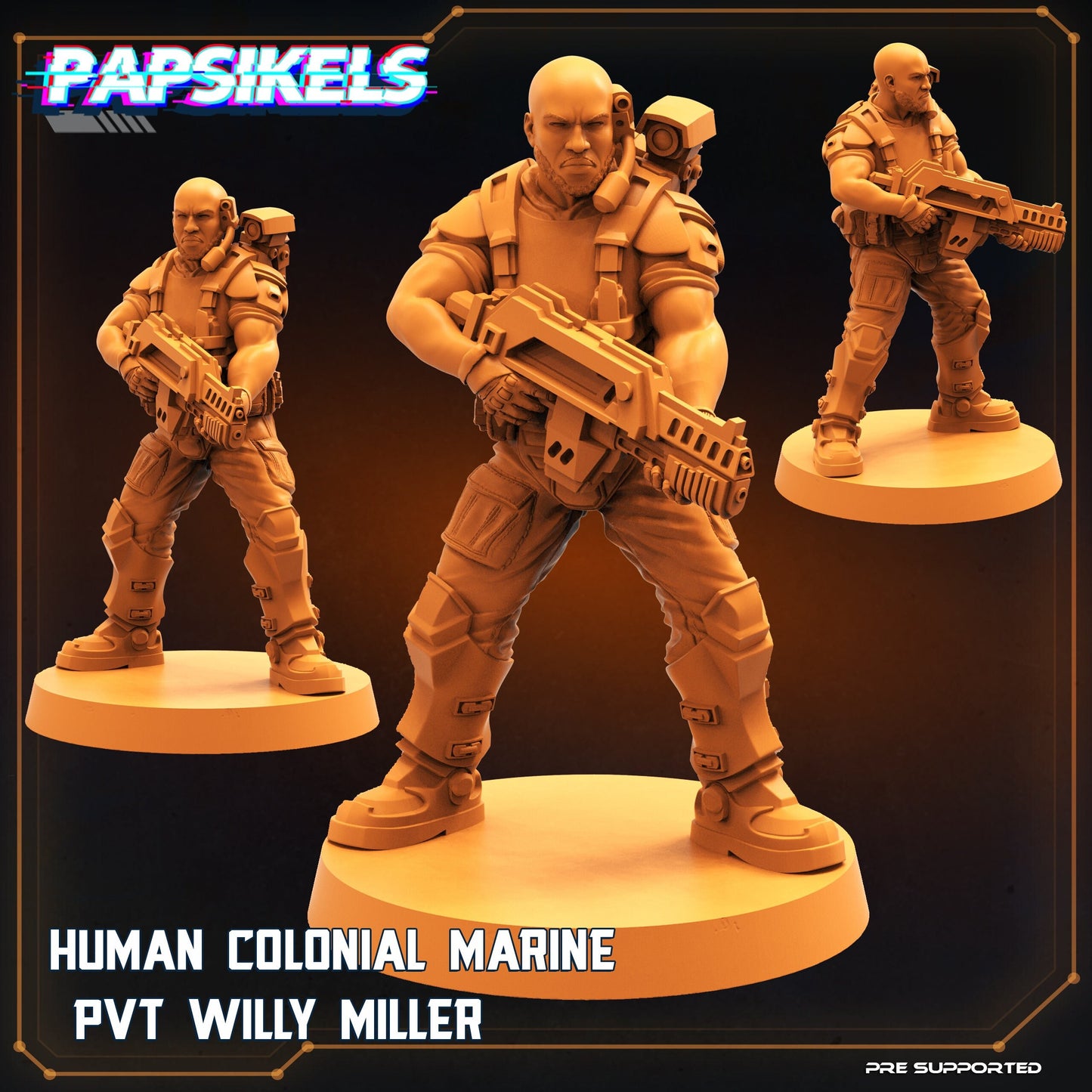 Colonial Marine Willy Miller - 32mm Scale Alien Miniature | RPG | Sci fi | Cyberpunk | Role Playing | DnD | Papsikel