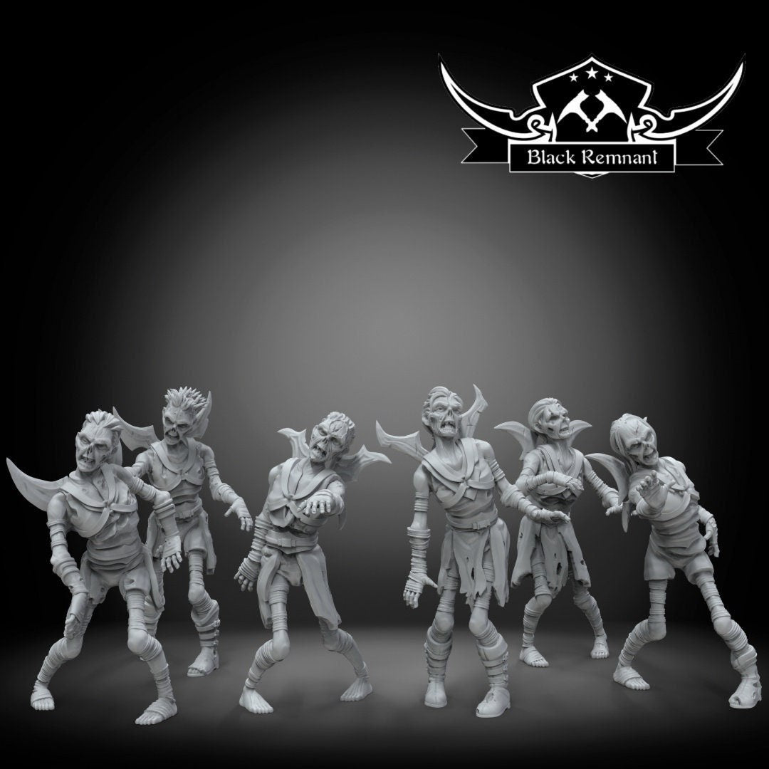 6pc Night Zombies Set - 28mm - 40mm Scale | DnD | Star Wars Legion Mini