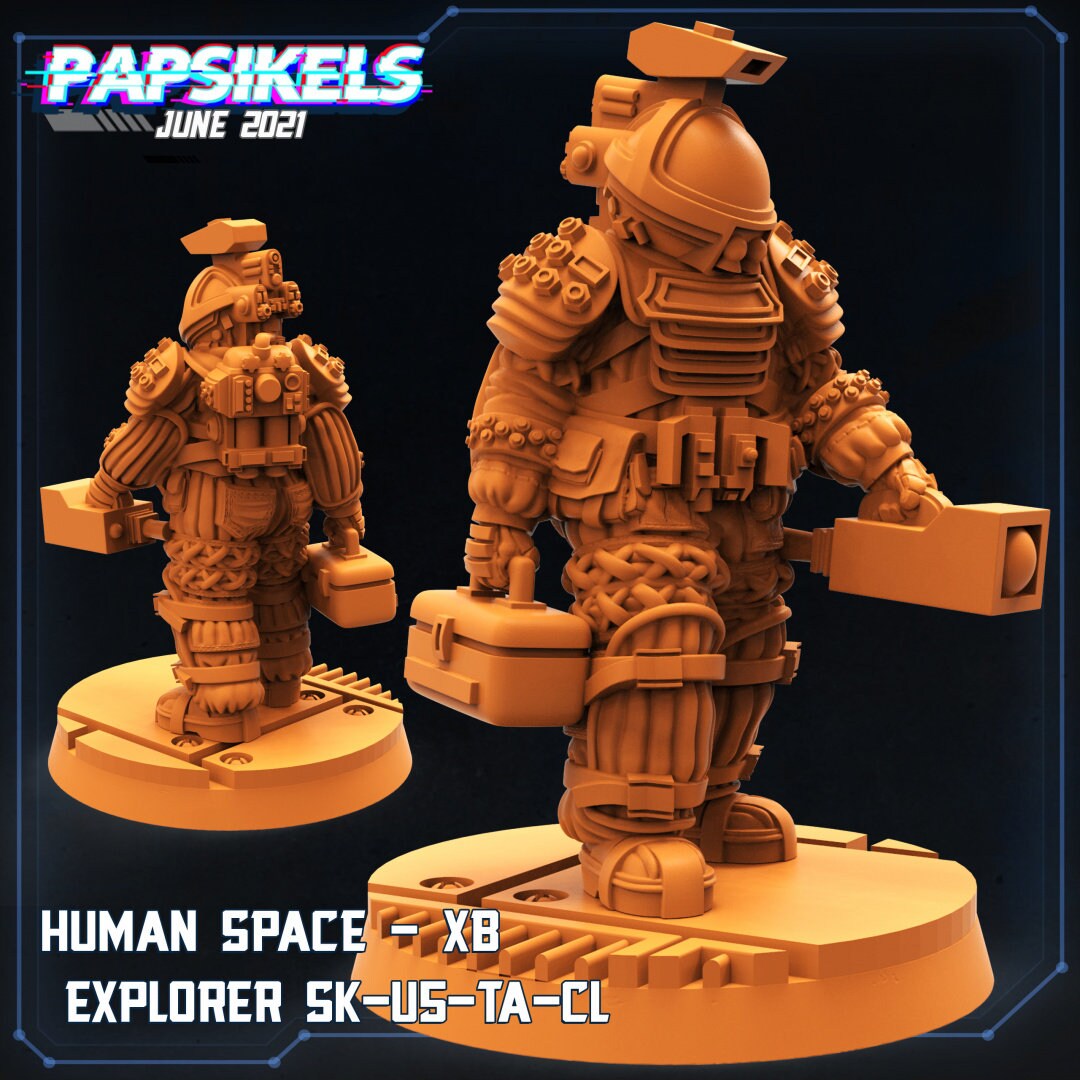 4pc Human Space XB Set- 32mm Scale Alien Miniature | RPG | Sci fi | Cyberpunk | Role Playing | DnD | Papsikel