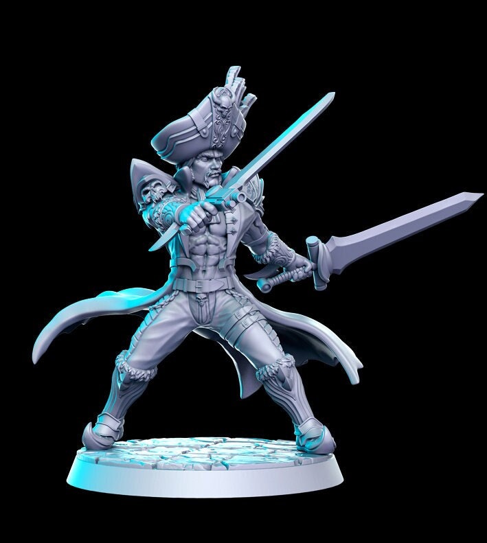 Swashbuckling Soul Fighter - 32mm Scale DnD Miniature | Dungeons and Dragons | JRPG Mini - RN Estudio