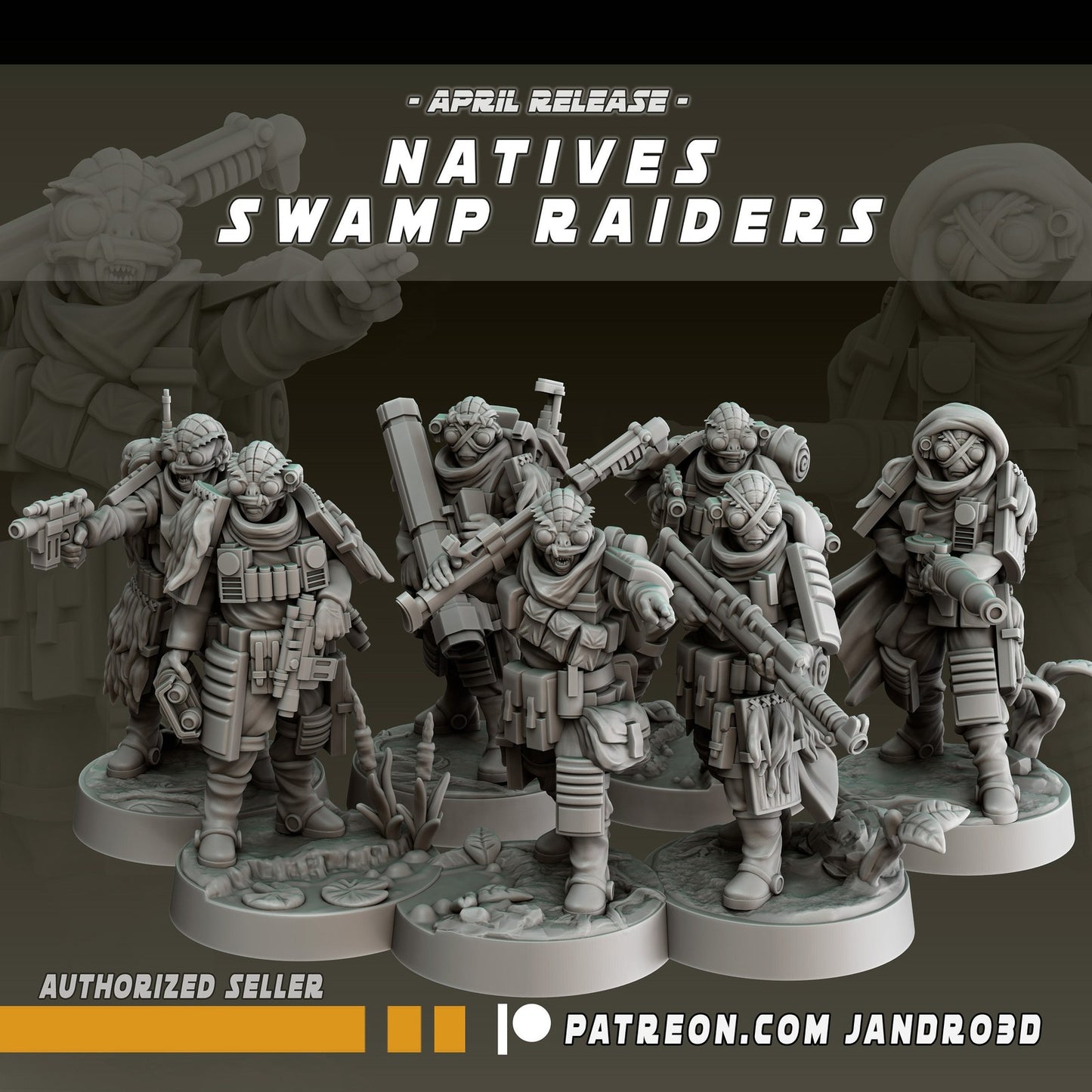 7pc Swamp Raiders Set - 28mm - 40mm Scale | Jandro | Star Wars Legion Mini