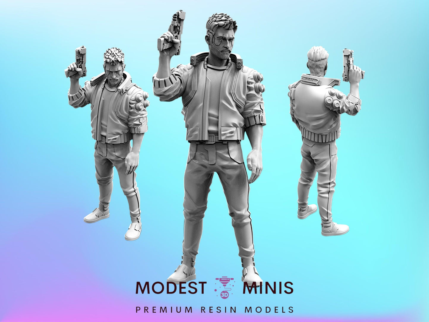 Male V Mercenary - 32mm Cyberpunk Miniature | Papsikels