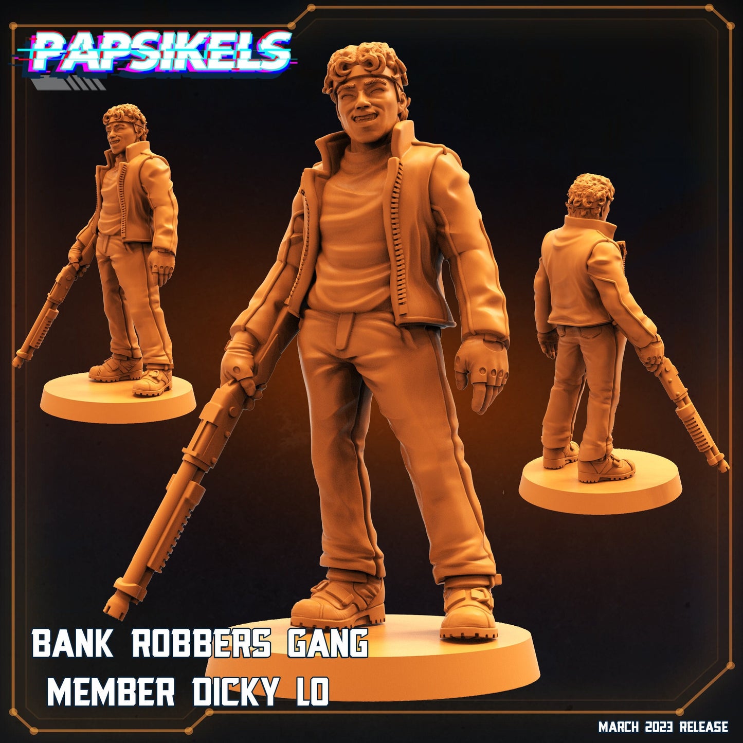 Dicky Lo Corpo Cops Bank Robber - 32mm Scale Miniature | RPG | Sci fi | Cyberpunk | Role Playing | Papsikel