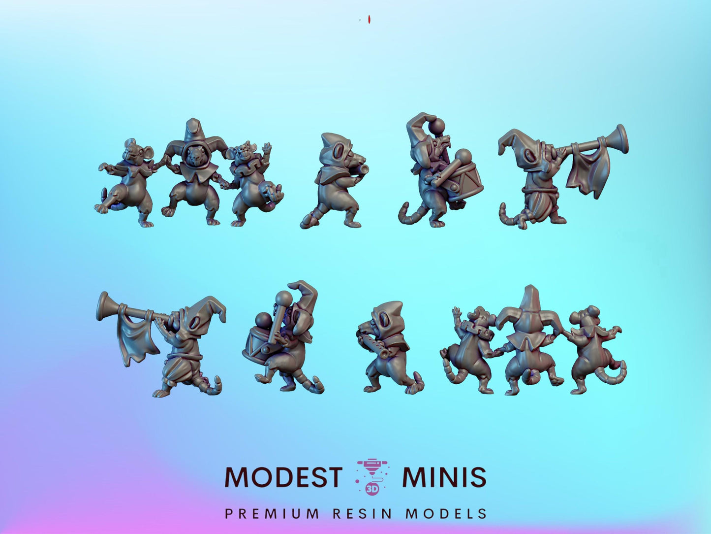Rat Marching Band | 28mm to 75mm DnD Miniature | Frostgrave Mini | Vae Victis
