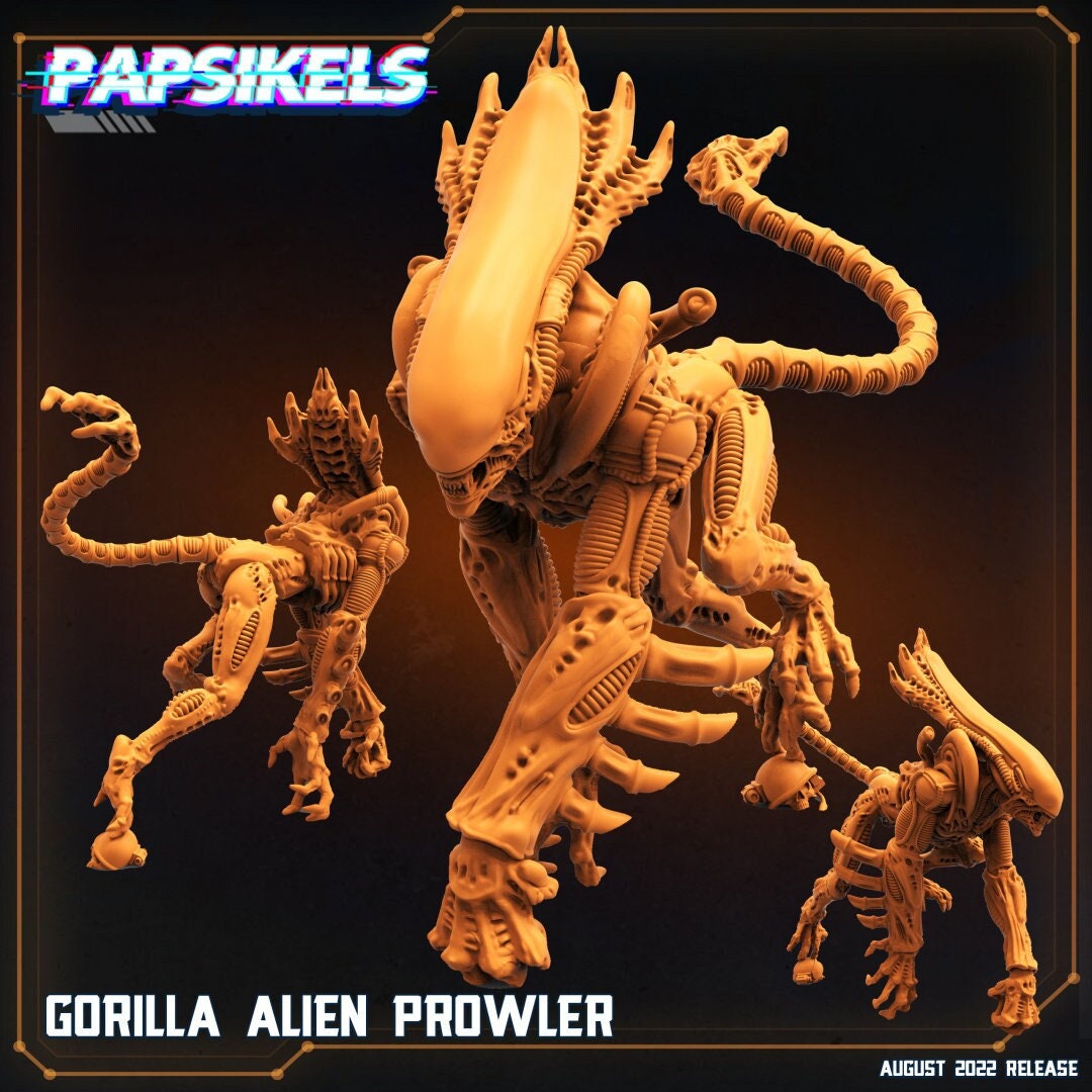 50mm Alien Xeno Gorilla Prowler - 32mm Scale Alien Miniature | RPG | Sci fi | Cyberpunk | Role Playing | DnD | Papsikel