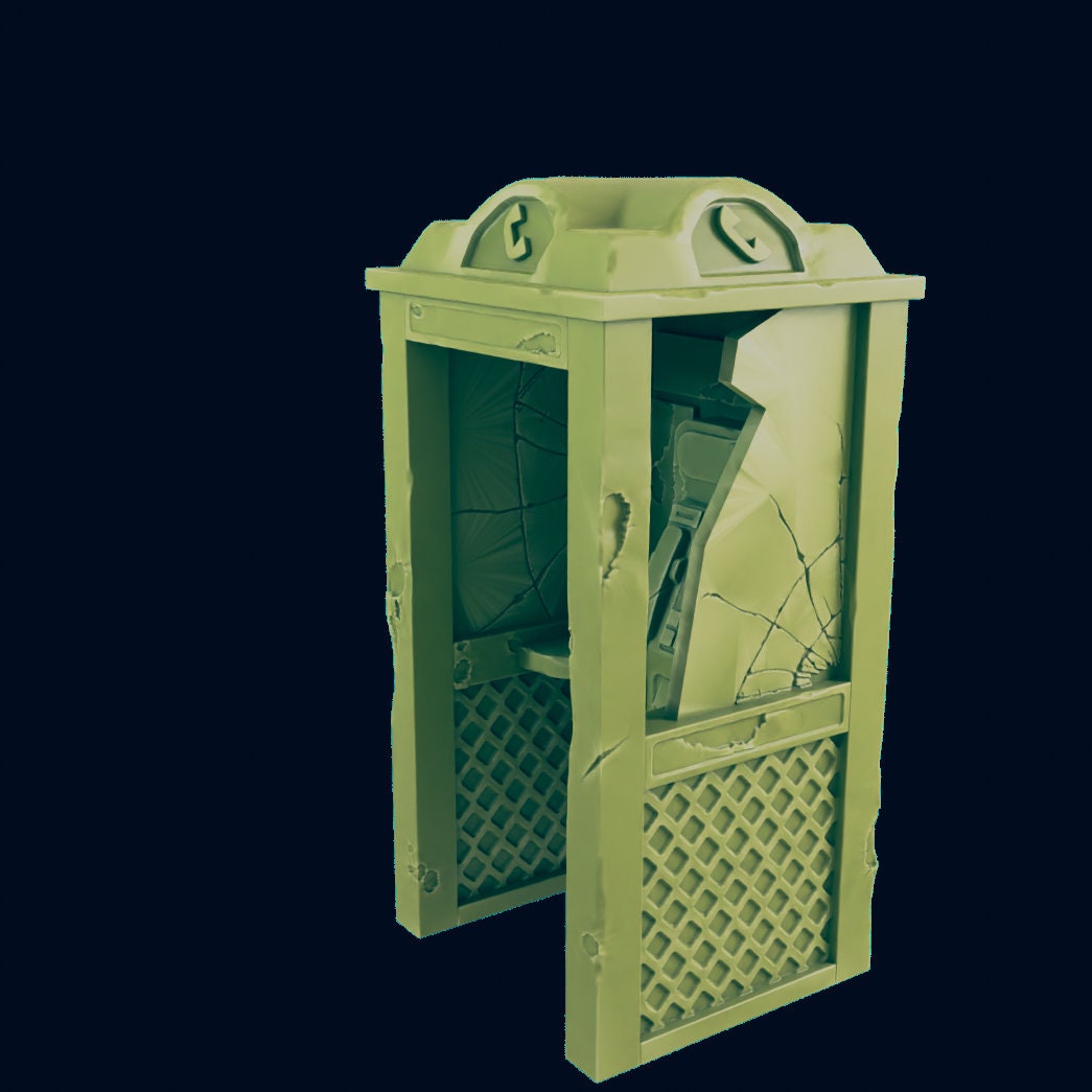 Phone Booth Scatter Terrain | 28mm - 54mm Scale | Survivor Terrain | Fantasy Scatter | Sci Fi Terrain | EC3D Badlands