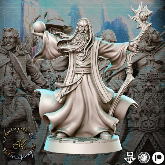 Gormund White Wizard - 32mm Scale DnD Miniature | Dungeons and Dragons | JRPG Mini - RN Estudio