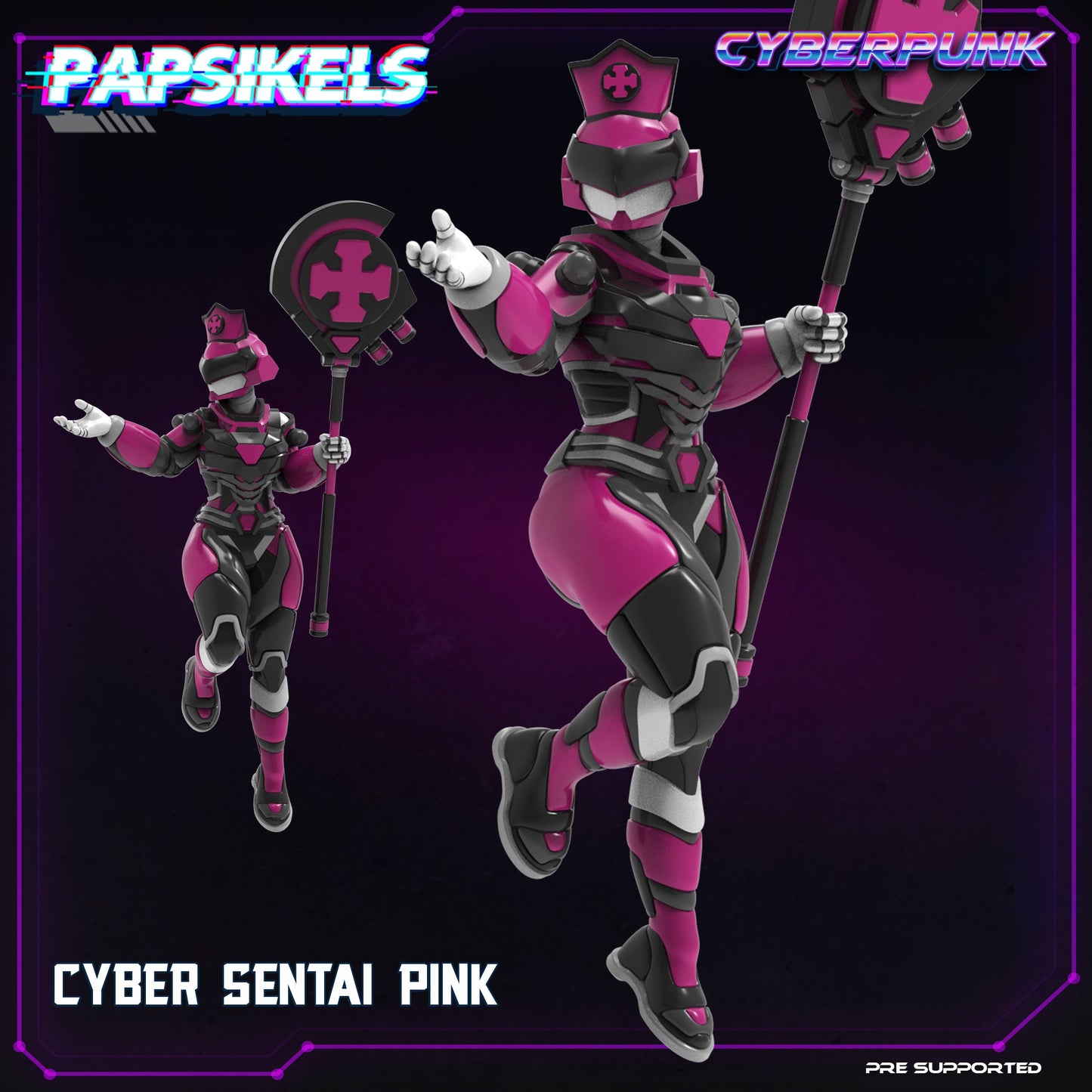 Cyber Sentai Pink - 32mm Scale Alien Miniature | Batang City | Papsikels