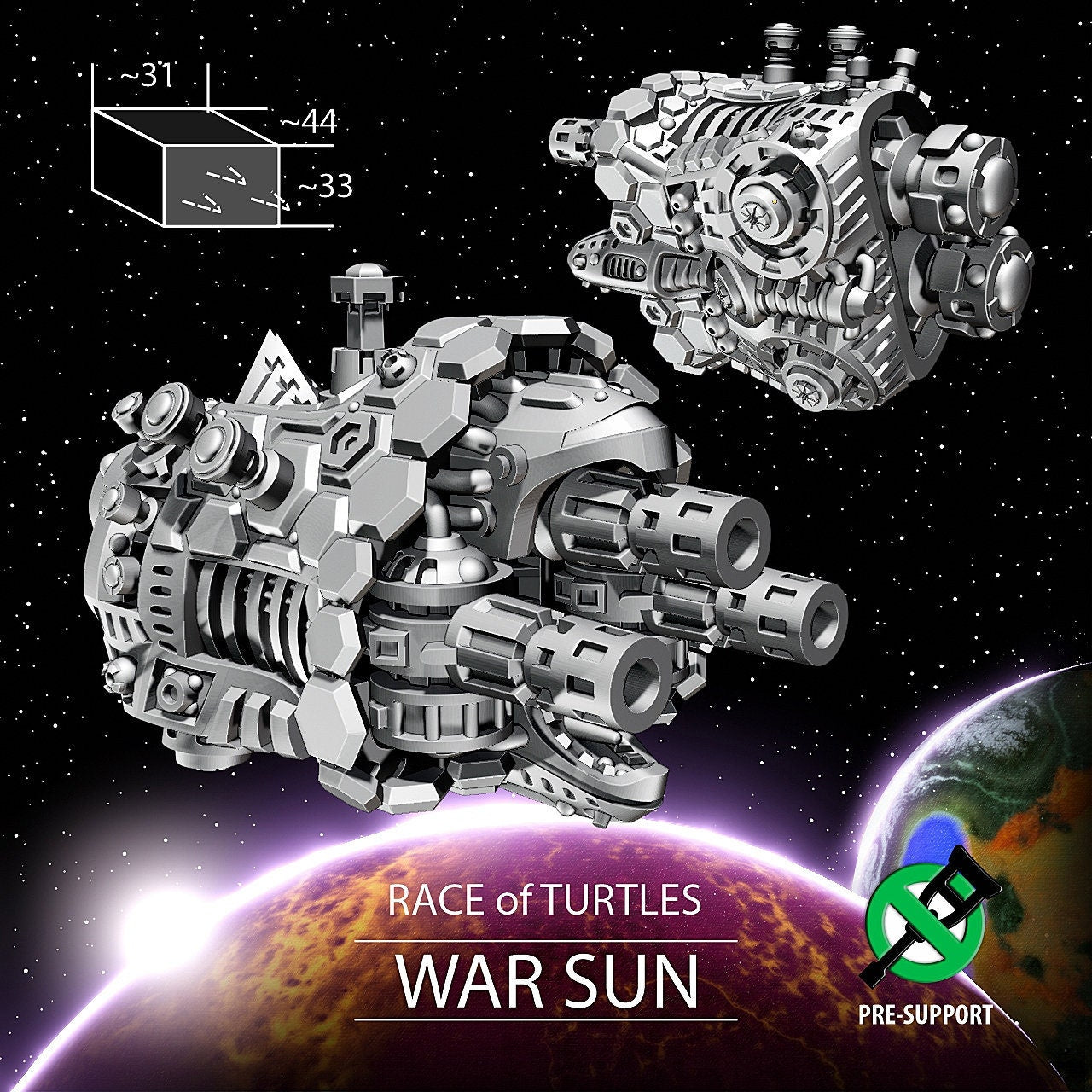 Turtle War Sun - Twilight Imperium | Fleetscale | Starfinder | Billion Suns | Starmada | Firefly | Terra Conflict