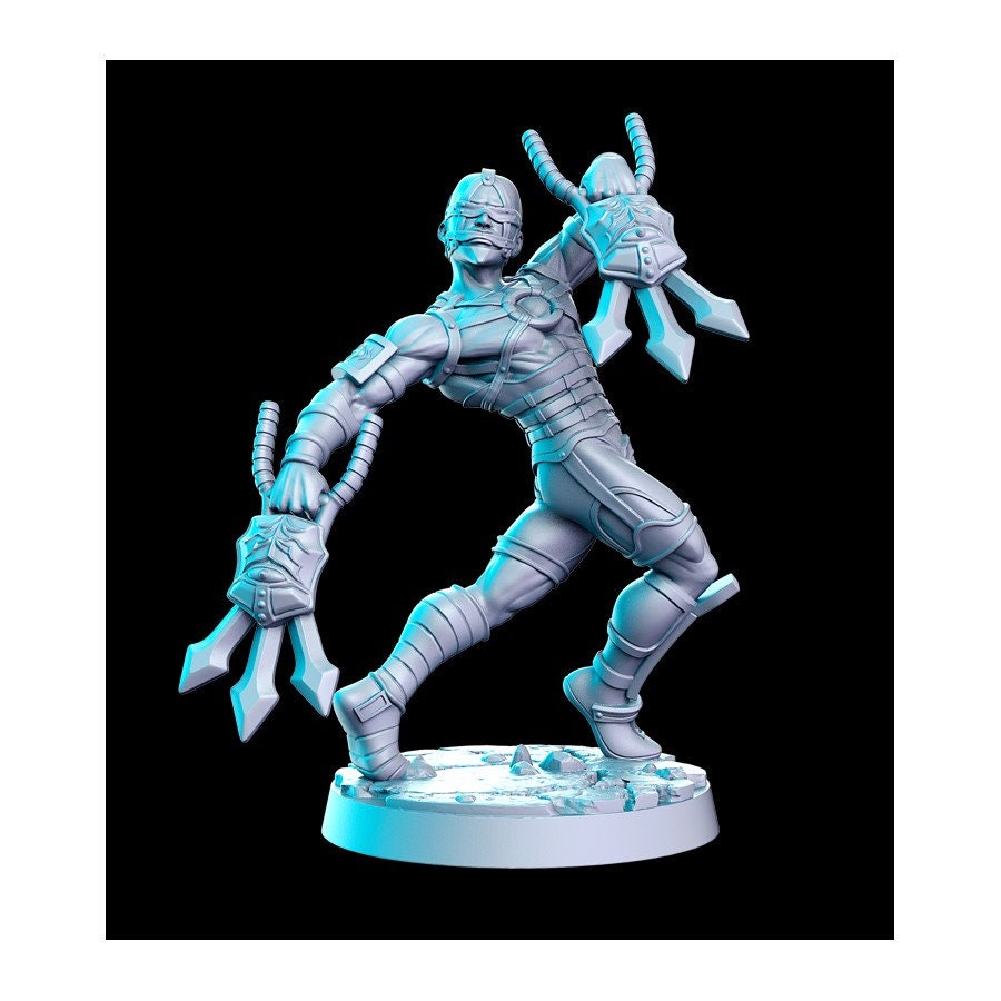 Volthan Blind Blade Demon - 32mm Scale DnD Miniature | Dungeons and Dragons | JRPG Mini - RN Estudio