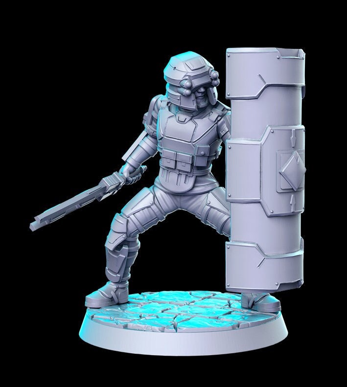 JRPG Soldier with shield - 32mm Scale DnD Miniature | Dungeons and Dragons | JRPG Mini - RN Estudio