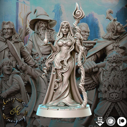 Elf Sorceress Miriel - 32mm Scale DnD Miniature | Dungeons and Dragons | JRPG Mini - RN Estudio