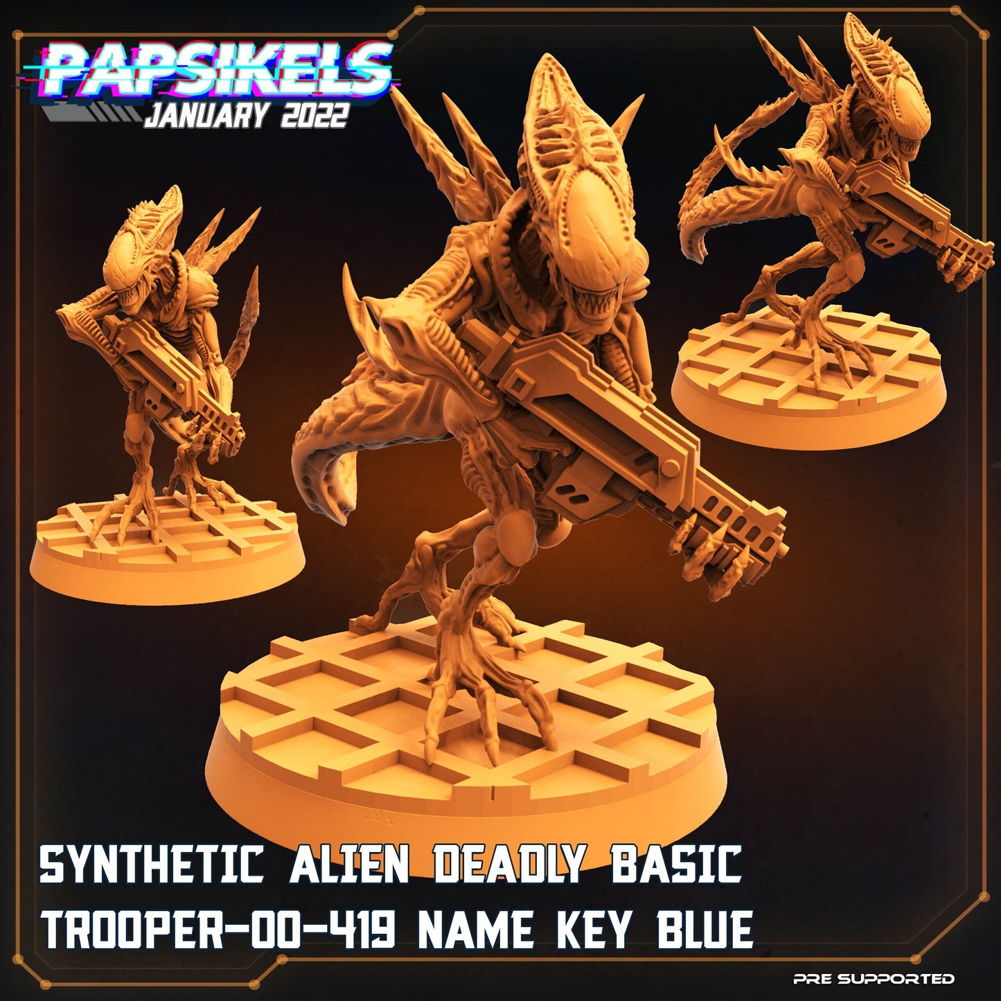 Fran 9 Xeno Troop Blue - 32mm Scale Alien Miniature | RPG | Sci fi | Cyberpunk | Role Playing | DnD | Papsikel