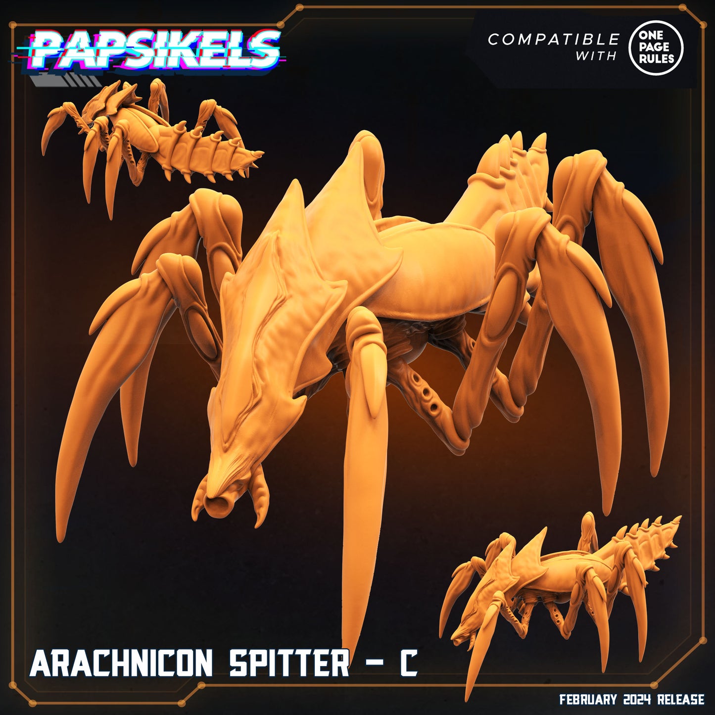 Arachnicon Spitter Set - 32mm Scale Alien Miniature | RPG | Sci fi | Cyberpunk | Role Playing | DnD | Papsikel