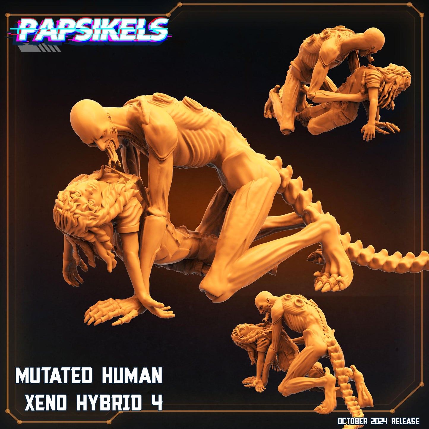 Mutated Human Xeno Hybrid - Resin 3D Print Alien Miniature | RPG | Sci fi | Cyberpunk | Role Playing | DnD | Papsikel