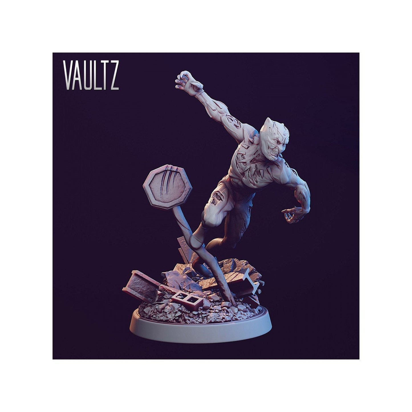 Zombie Panther | 28mm - 100mm Scale Resin Mini | Marvel Zombicide | Vaultz