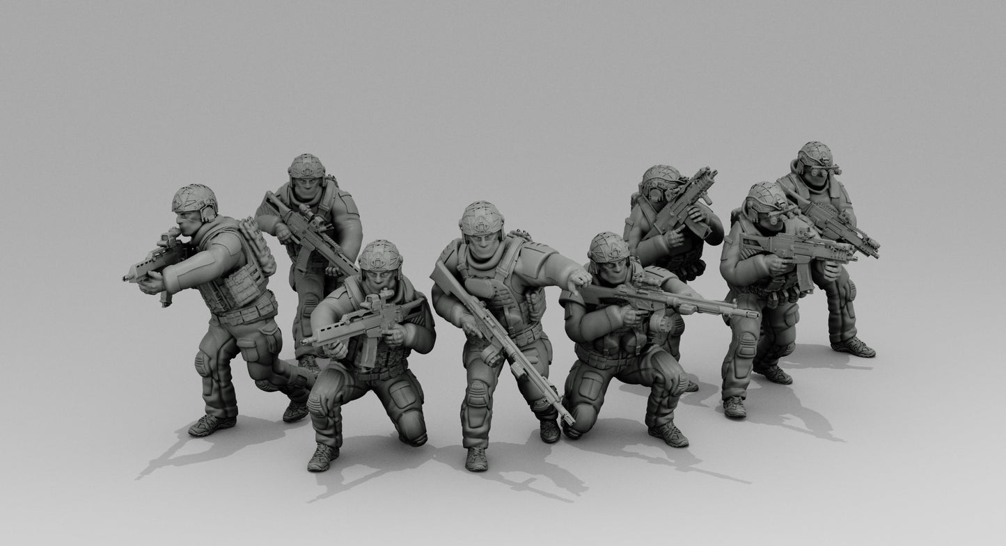 8pc German KSK Squad Set - 28mm Scale Resin Military Miniature | Zona Alfa | Spectre Ops Mini