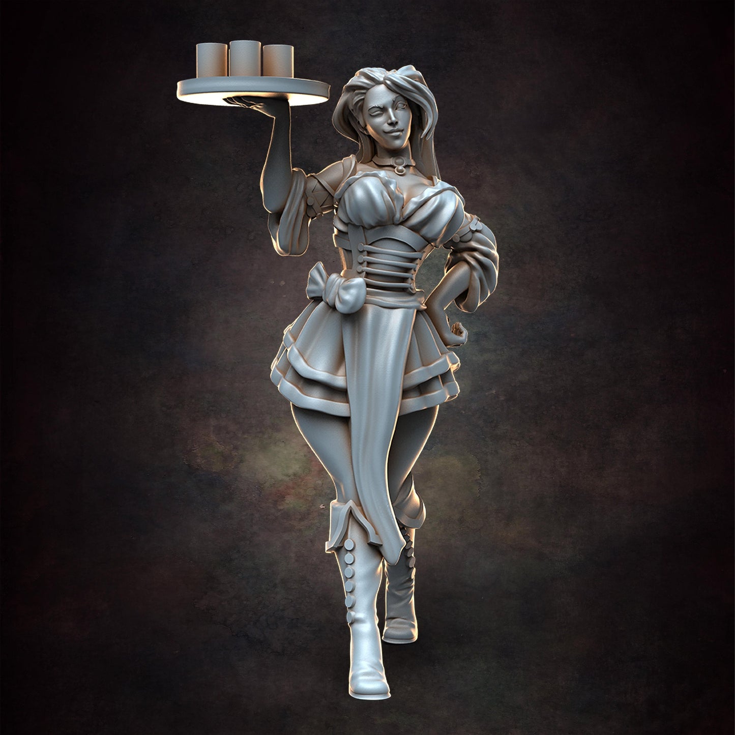 Barmaid Tavern Girl | 28mm - 75mm Scale | DnD Frostgrave Mini