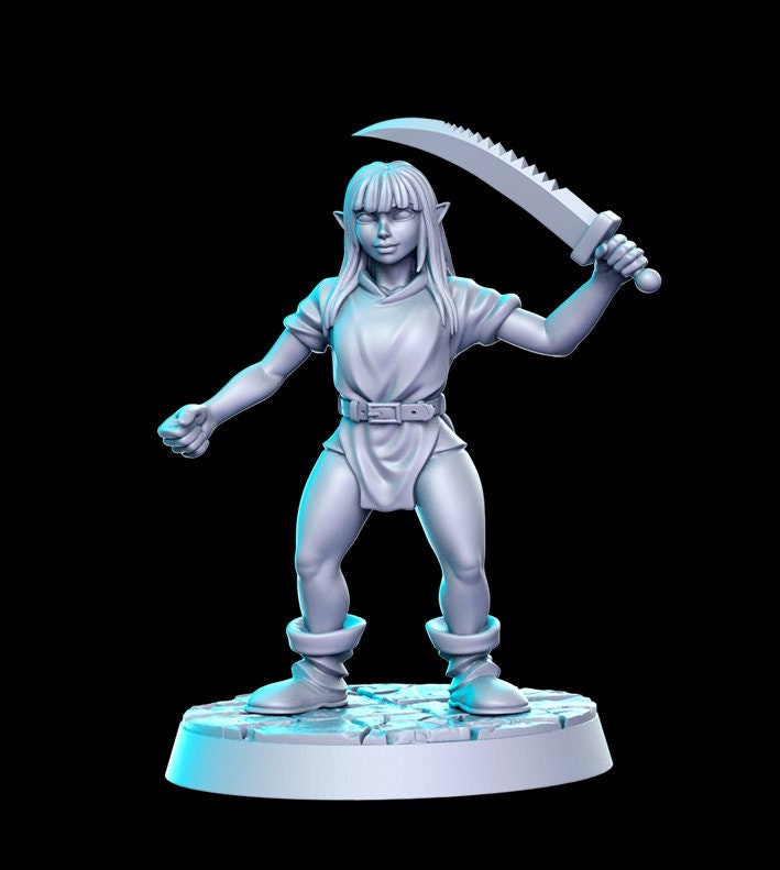 Heroine Quest Goblin Sword Female - 28mm 32mm Scale DnD Miniature | Dungeons and Dragons | RN Estudio