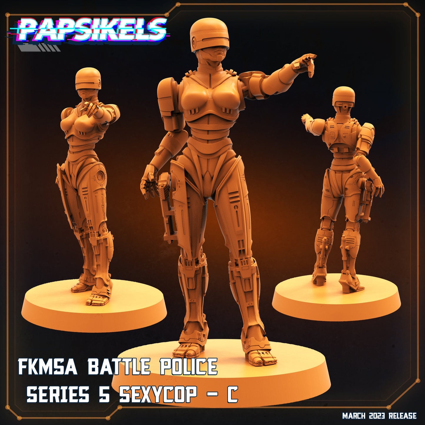 Series 5 Sexycop C Robot - 32mm Scale Miniature | RPG | Sci fi | Cyberpunk | Role Playing | Papsikel