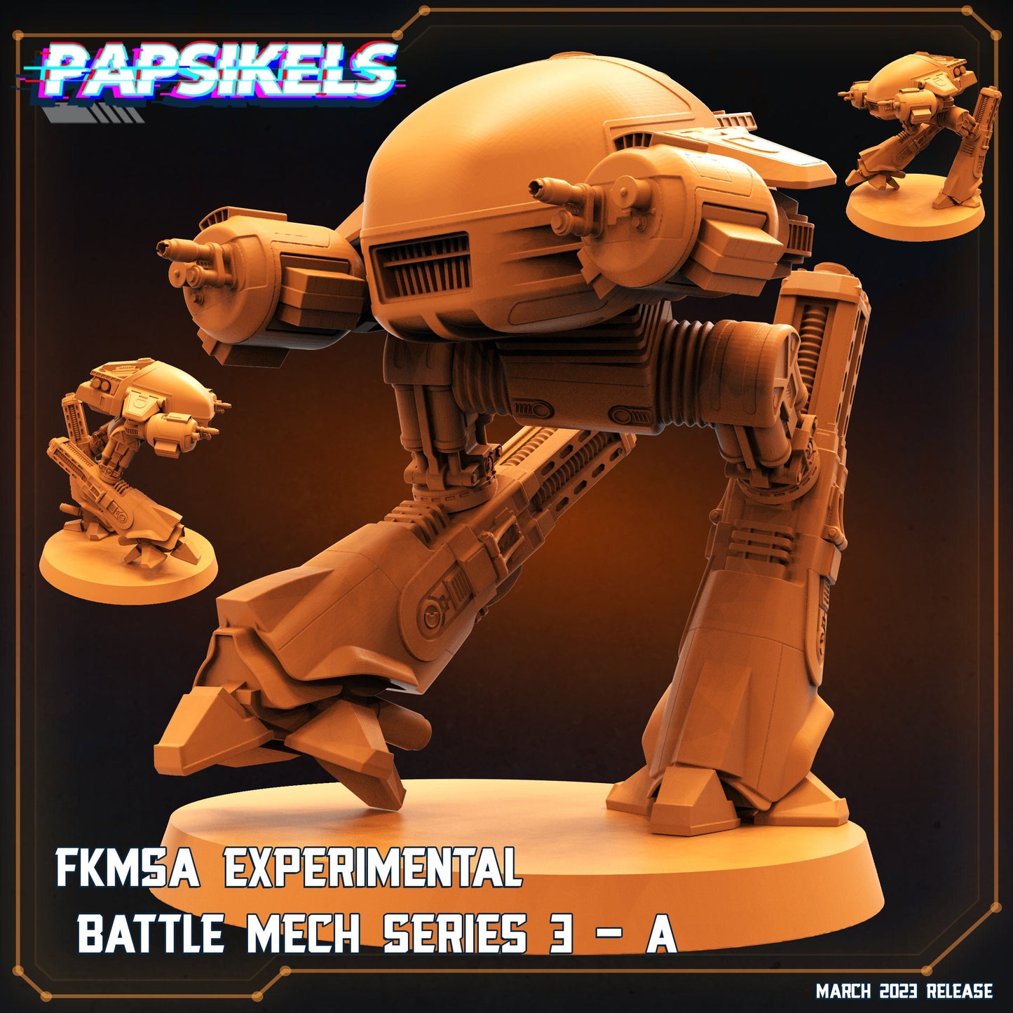 Experimental Battle Mech Series 3 A-C - 32mm Scale Miniature | RPG | Sci fi | Cyberpunk | Role Playing | Papsikel