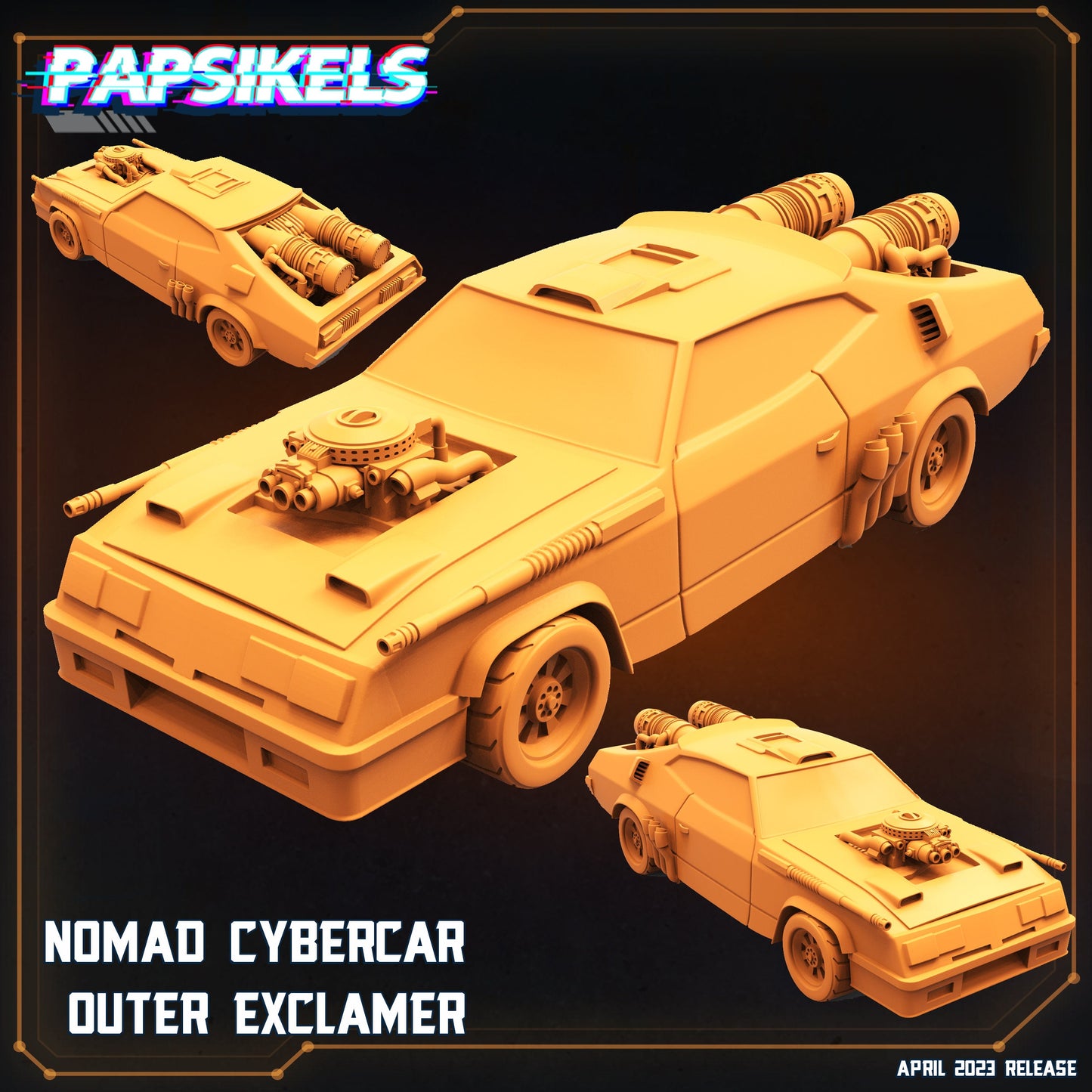 Nomad Cyber Car Exclaimer | Resin Miniature | RPG | Sci fi | Cyberpunk | Role Playing | DnD | Papsikels Wardudes