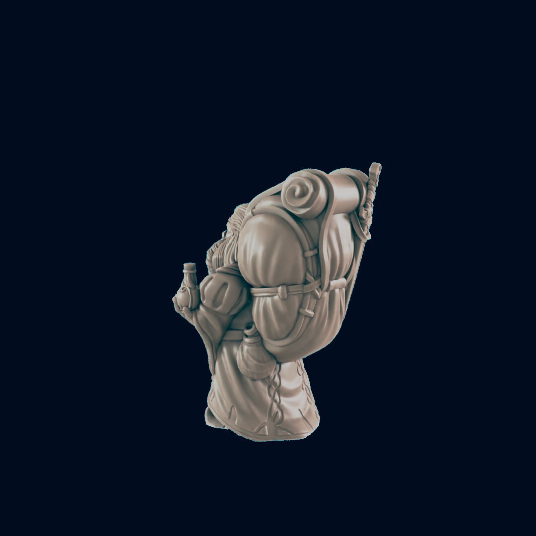 NPC Dwarf Male Traveling Merchant - 25mm - 75mm Scale | DnD | EC3D Fantasy Mini | Townsfolk