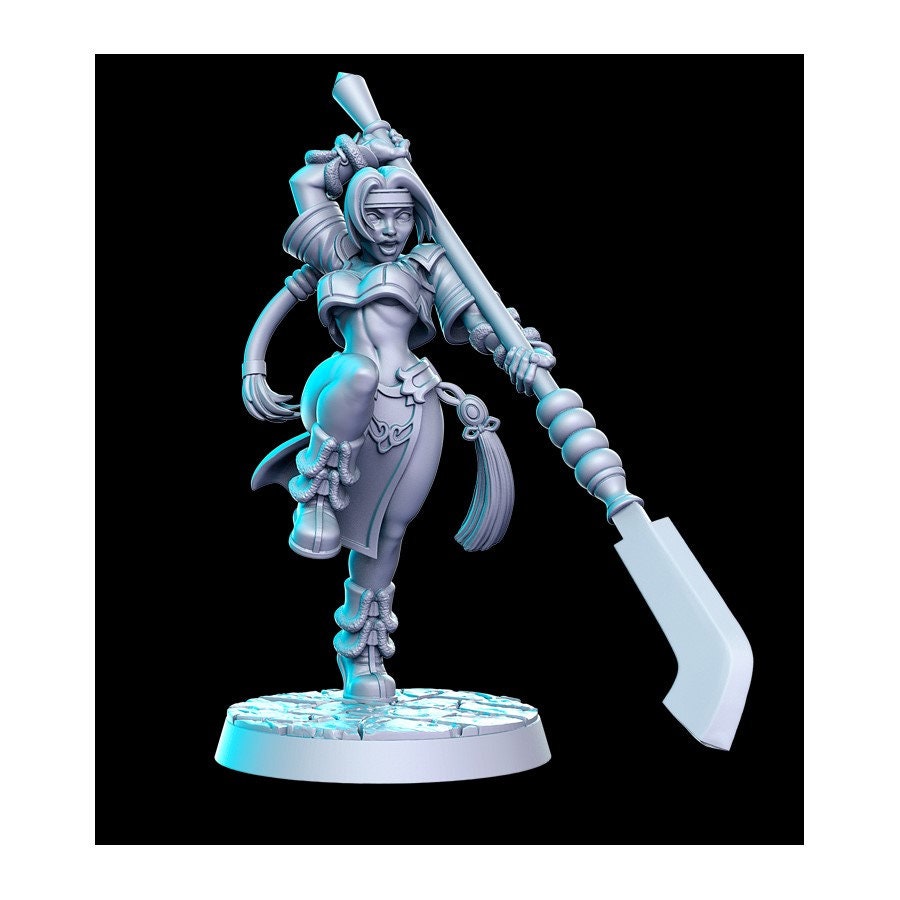 Nami Sung Female Glaive Fighter - 32mm Scale DnD Miniature | Dungeons and Dragons | JRPG Mini - RN Estudio