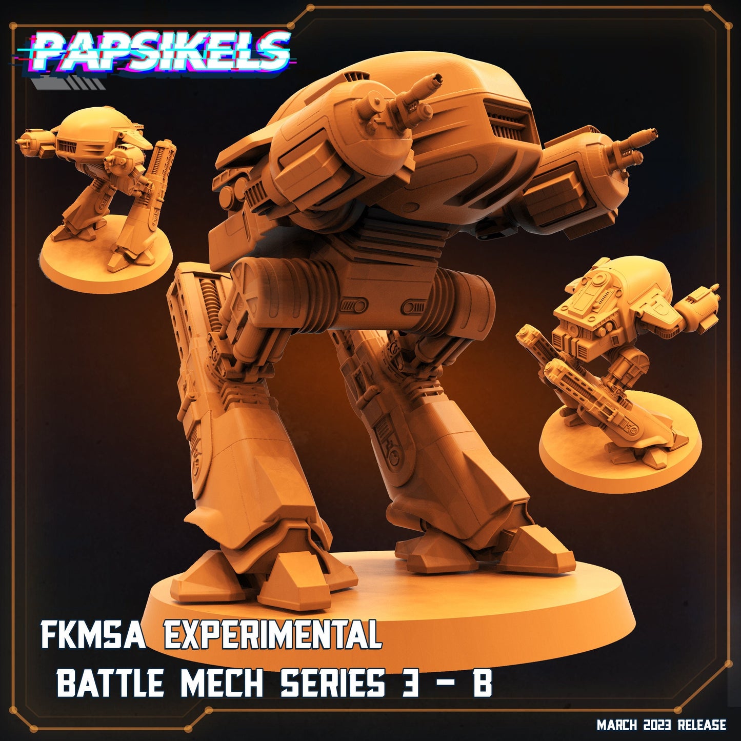 Experimental Battle Mech Series 3 B - 32mm Scale Miniature | RPG | Sci fi | Cyberpunk | Role Playing | Papsikel