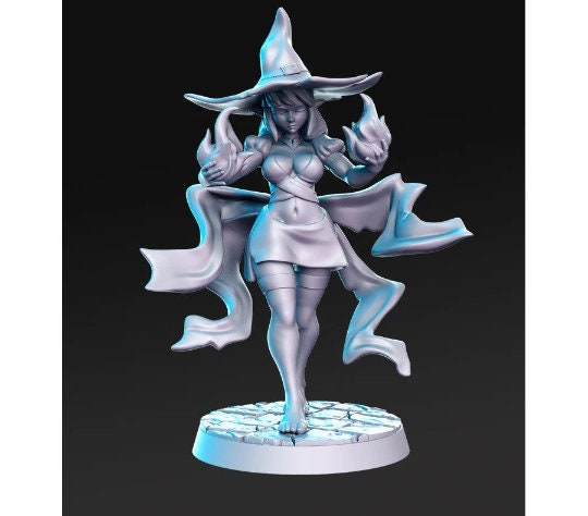 Veena Witch - 32mm Scale DnD Miniature | Dungeons and Dragons | JRPG Mini - RN Estudio