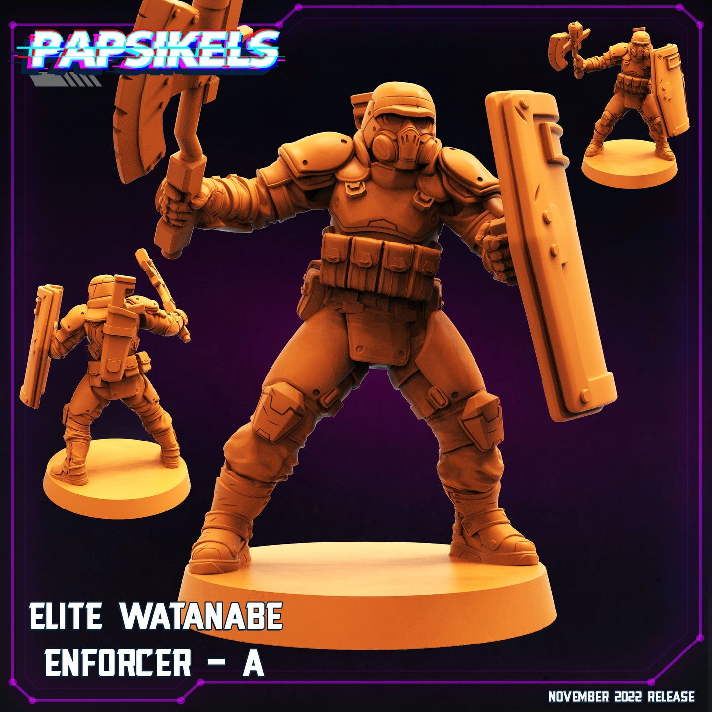 5pc Elite Watanabe Enforcers - 32mm Scale Alien Miniature | RPG | Sci fi | Cyberpunk | Role Playing | DnD | Papsikel