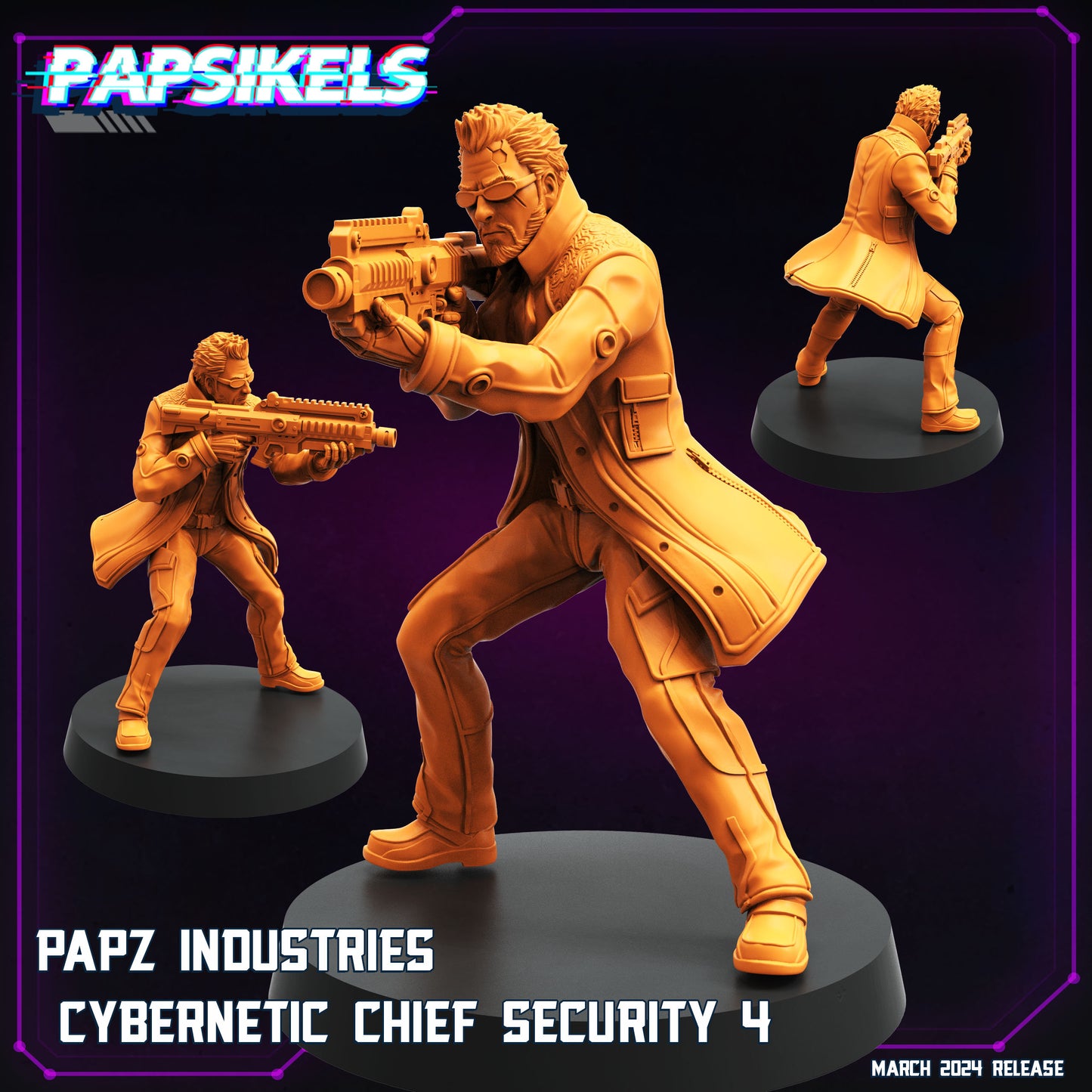 Cybernetic Chief Security Set - Resin Cyberpunk Miniature | Papsikels
