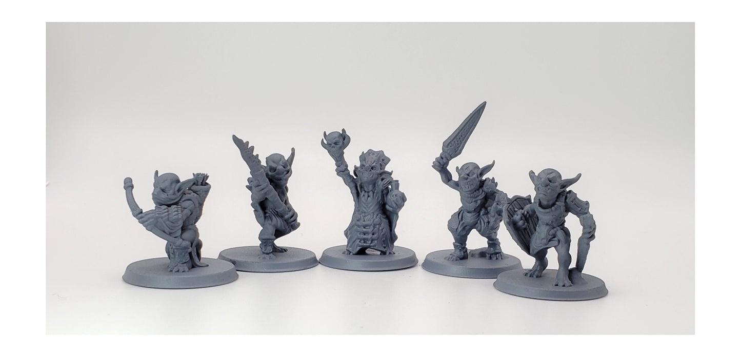 5pc Goblins Set - 25mm - 75mm Scale | DnD | EC3D Fantasy Mini | Beasts and Baddies