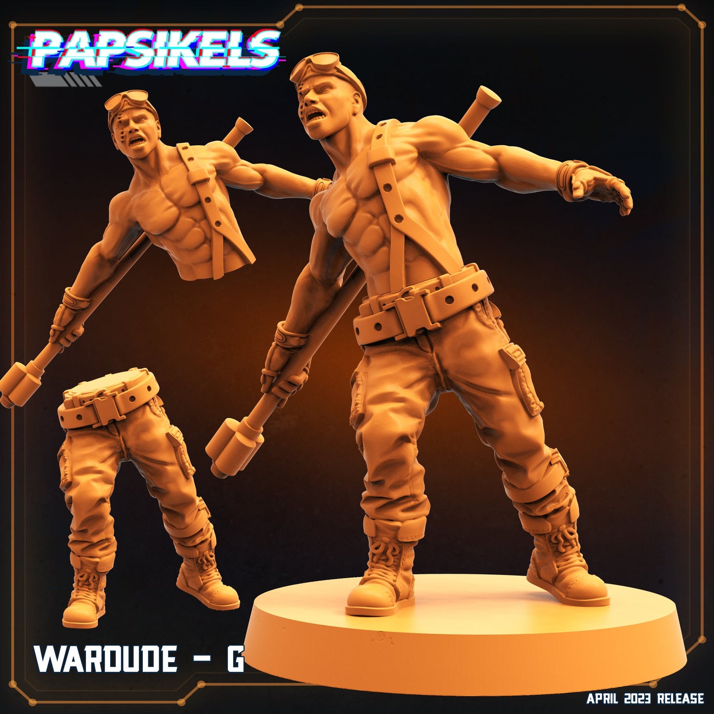 War Dude G - Resin Miniature | RPG | Sci fi | Cyberpunk | Role Playing | DnD | Papsikel Wardudes