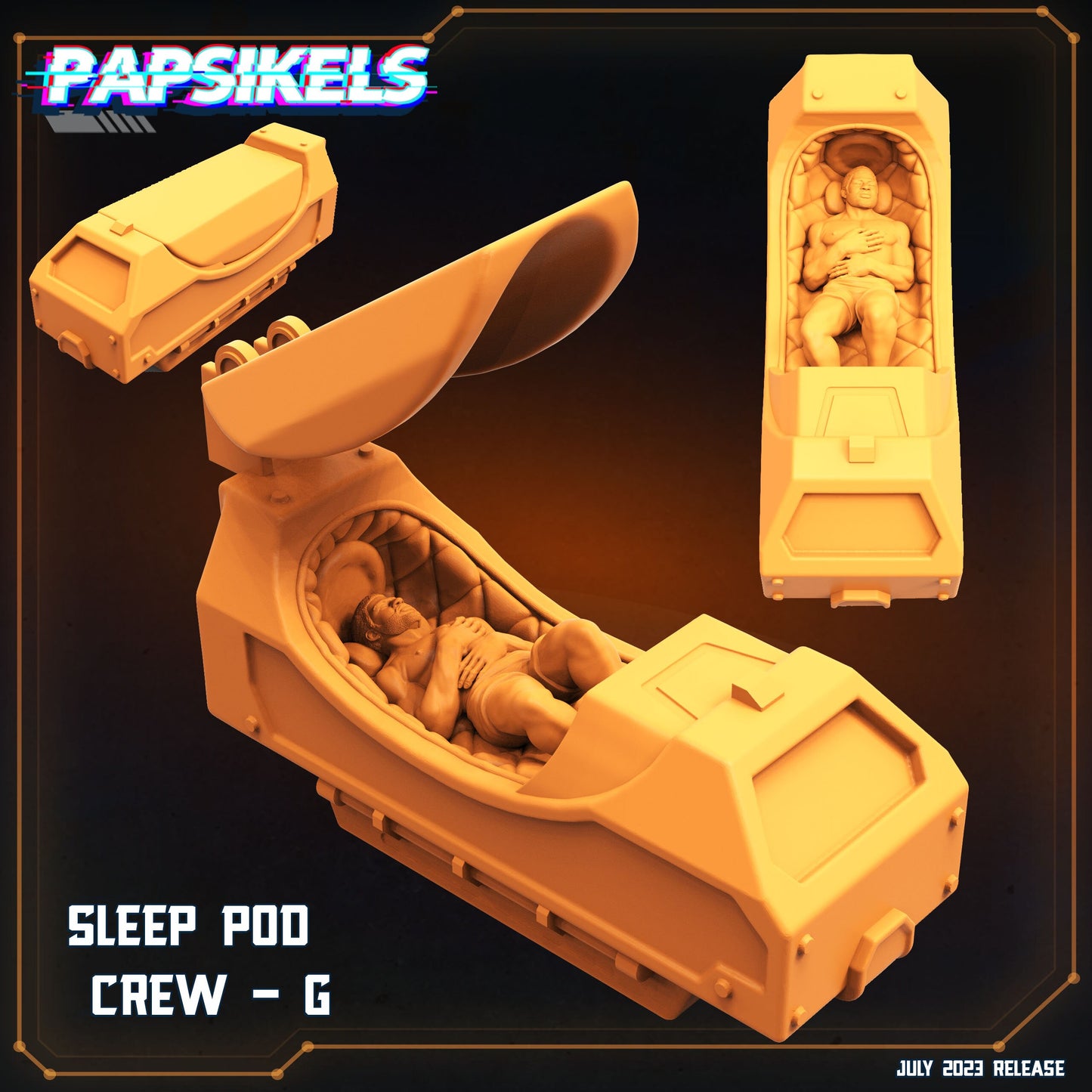 7pc Hibernating Station Sleep Pods - Resin 3D Print Miniature | RPG | Sci fi | Cyberpunk | Role Playing | DnD | Papsikel Xenowars