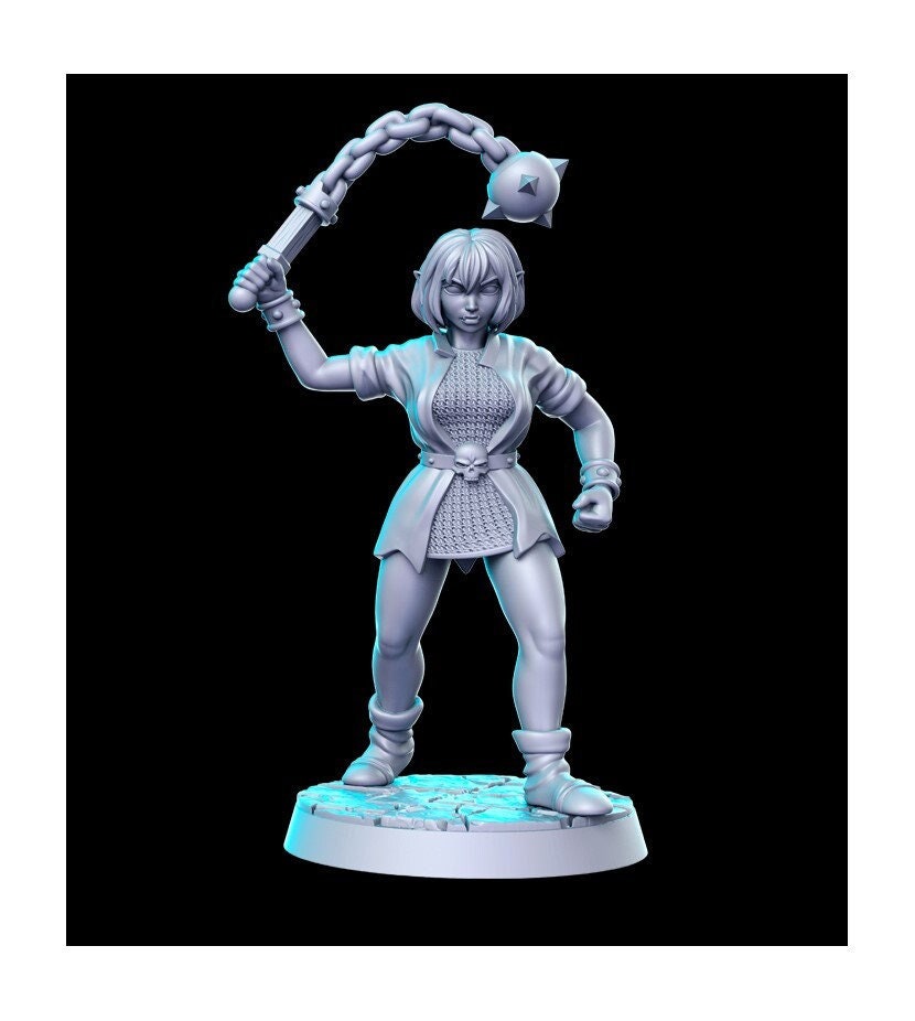Heroine Quest Orc Morning Star Female - 28mm 32mm Scale DnD Miniature | Dungeons and Dragons | RN Estudio