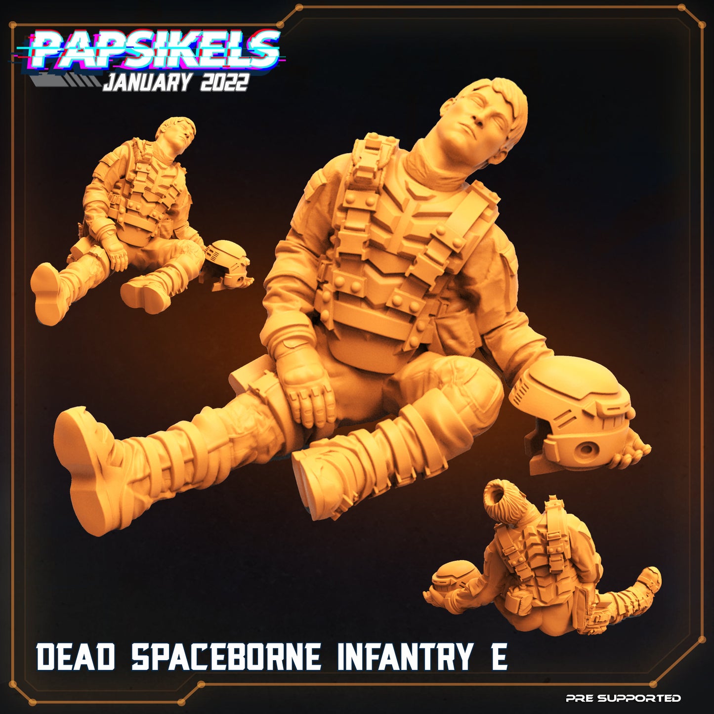 5pc Set Dead Spaceborne Infantry - 32mm Scale Alien Miniature | RPG | Sci fi | Cyberpunk | Role Playing | DnD | Papsikel