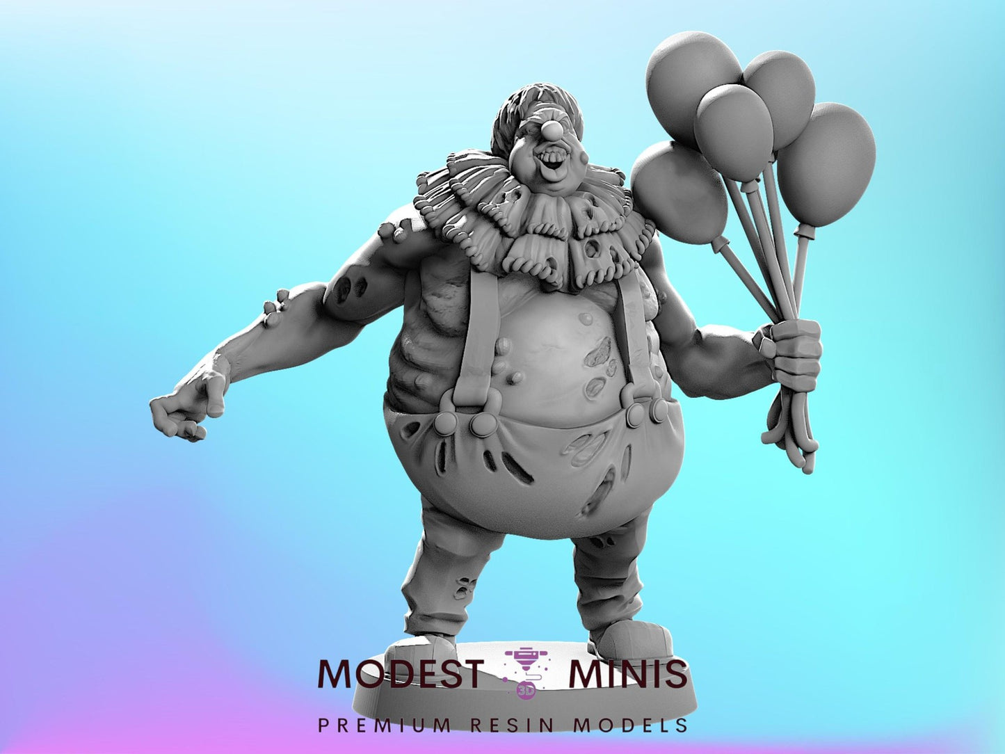 Zombie Rounded Clown | 28mm - 100mm Scale Resin Mini | Zombicide Zombicircus Vaultz