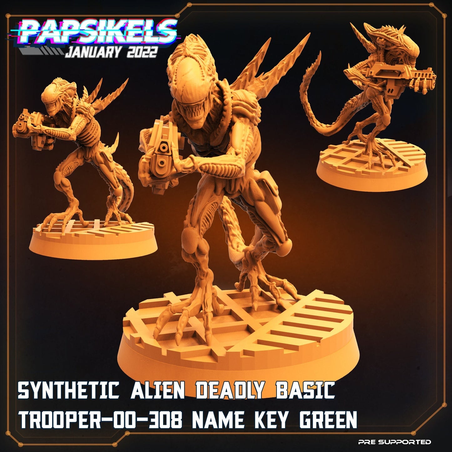Fran 9 Xeno Troop Green - 32mm Scale Alien Miniature | RPG | Sci fi | Cyberpunk | Role Playing | DnD | Papsikel