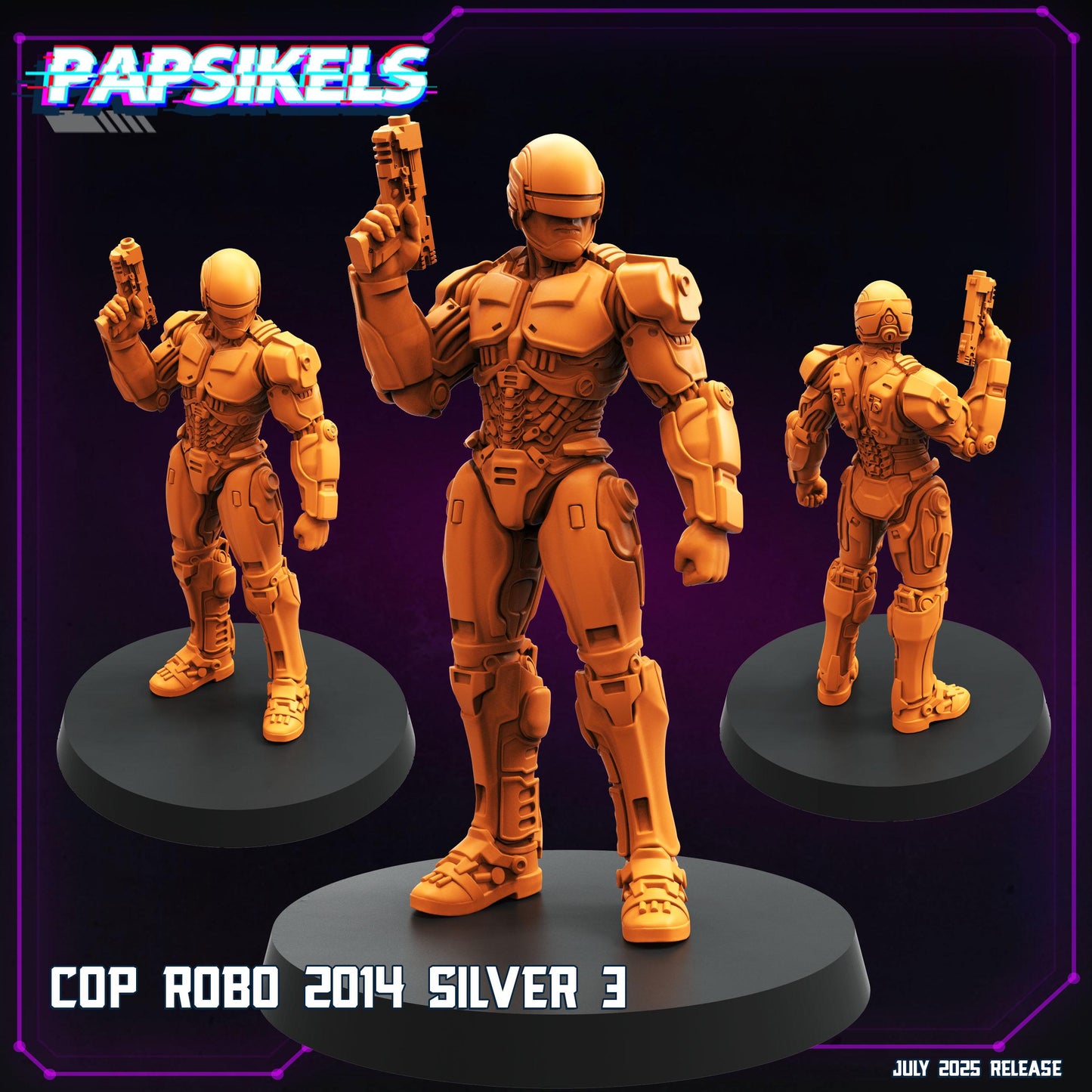 Cop Robo 2014 Silver - 32mm Scale Cyberpunk Miniature | Papsikels