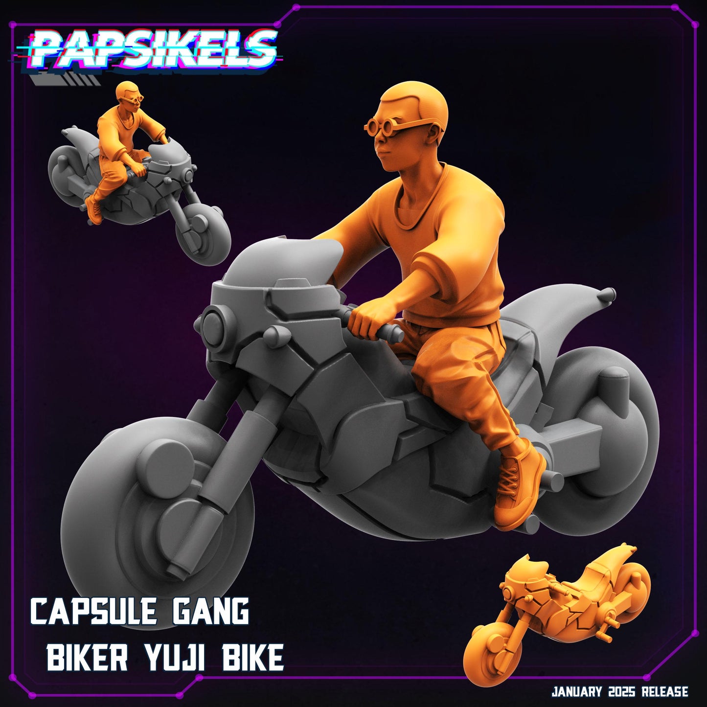 Capsule Gang Bikers - 28mm 32mm 40mm Scale Cyberpunk Miniature | Blade Runner | | Papsikels