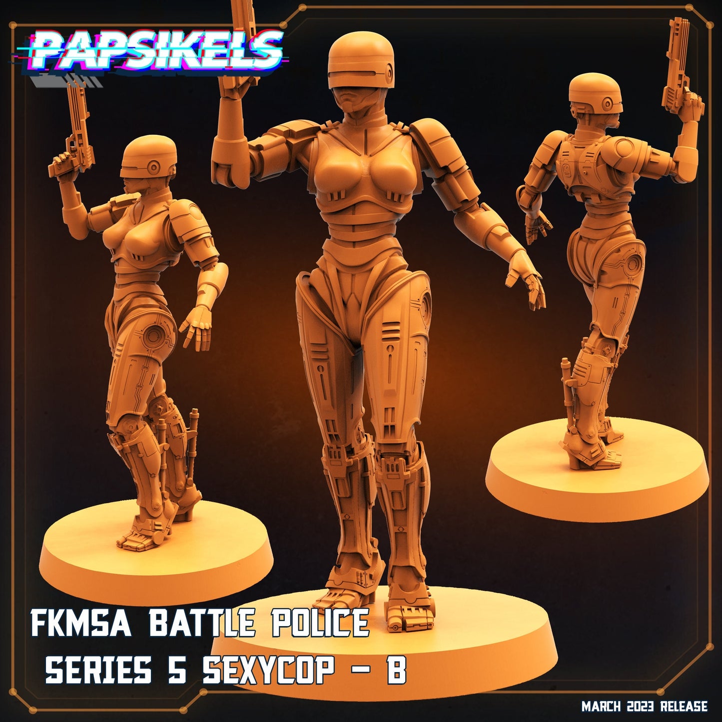 Series 5 Sexycop B Robot - 32mm Scale Miniature | RPG | Sci fi | Cyberpunk | Role Playing | Papsikel