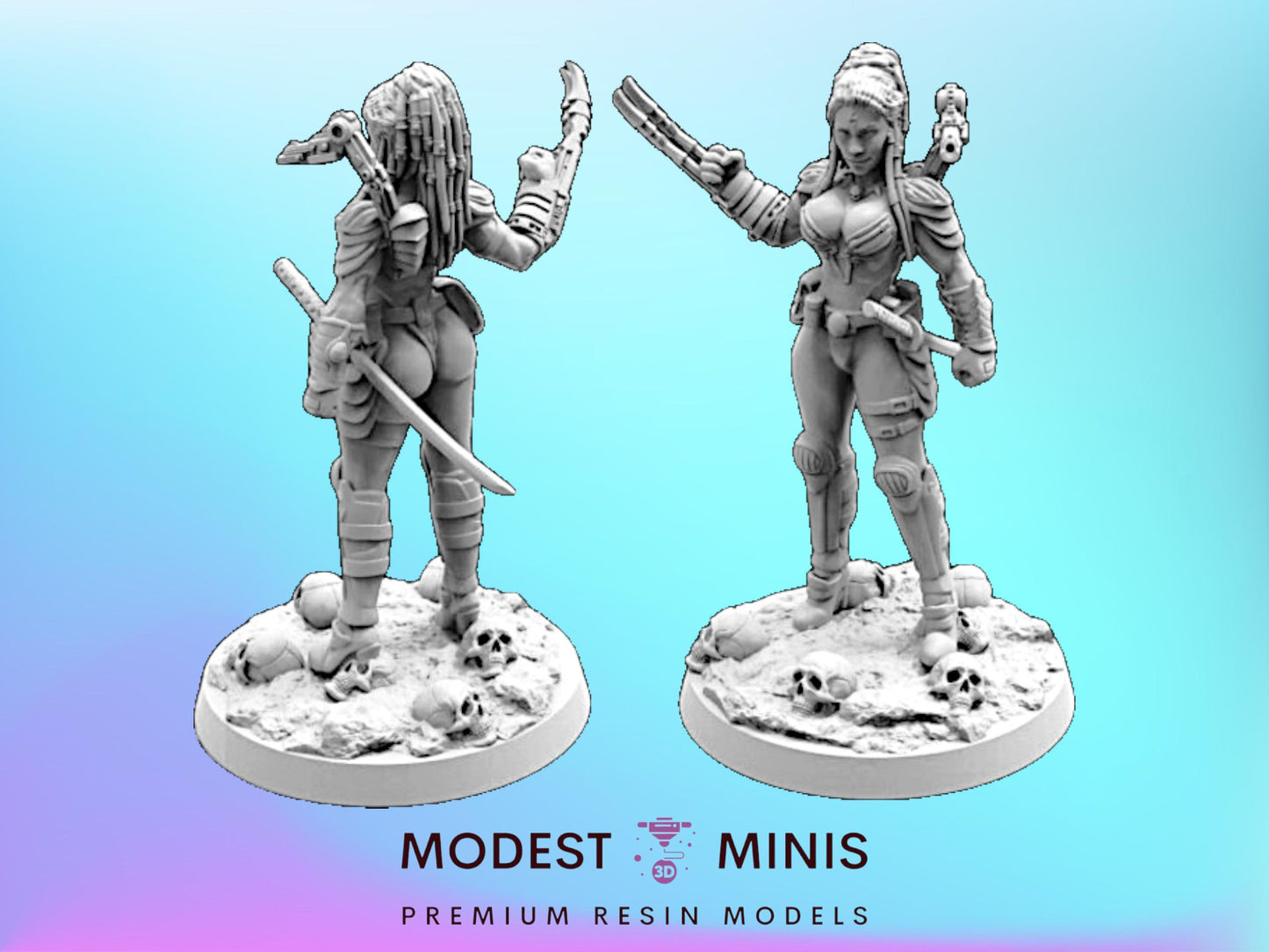 Human Hunter Yumiko - Resin 3D Print Alien Miniature | RPG | Sci fi | Cyberpunk | Role Playing | DnD | Papsikel