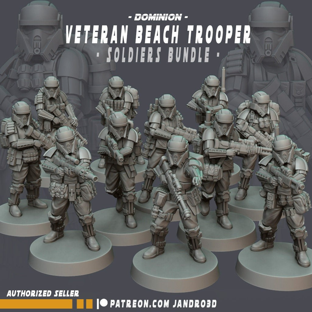 11pc Beach Troopers Set - 28mm - 40mm Scale | Jandro | Star Wars Legion Mini