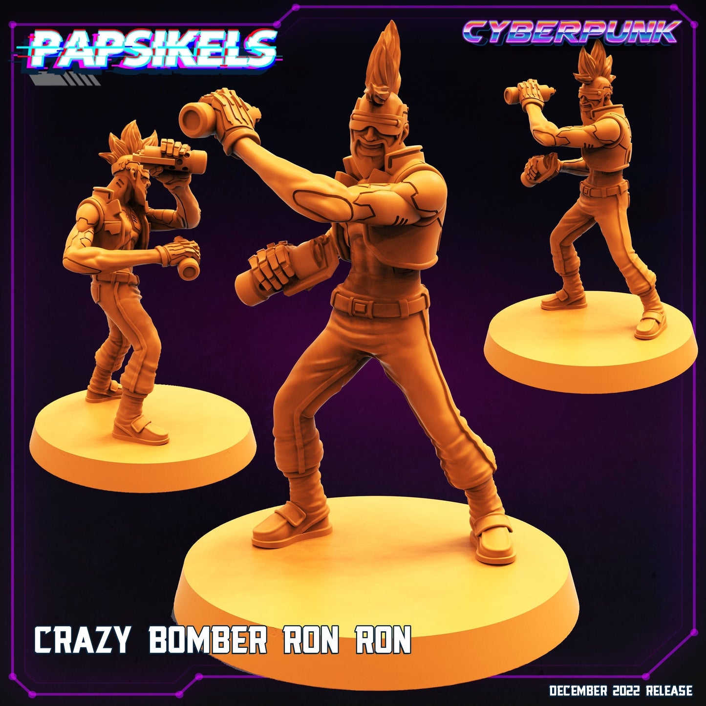 Crazy Bomber Ronron - 32mm Scale Cyberpunk Mini | Batang City | Papsikels