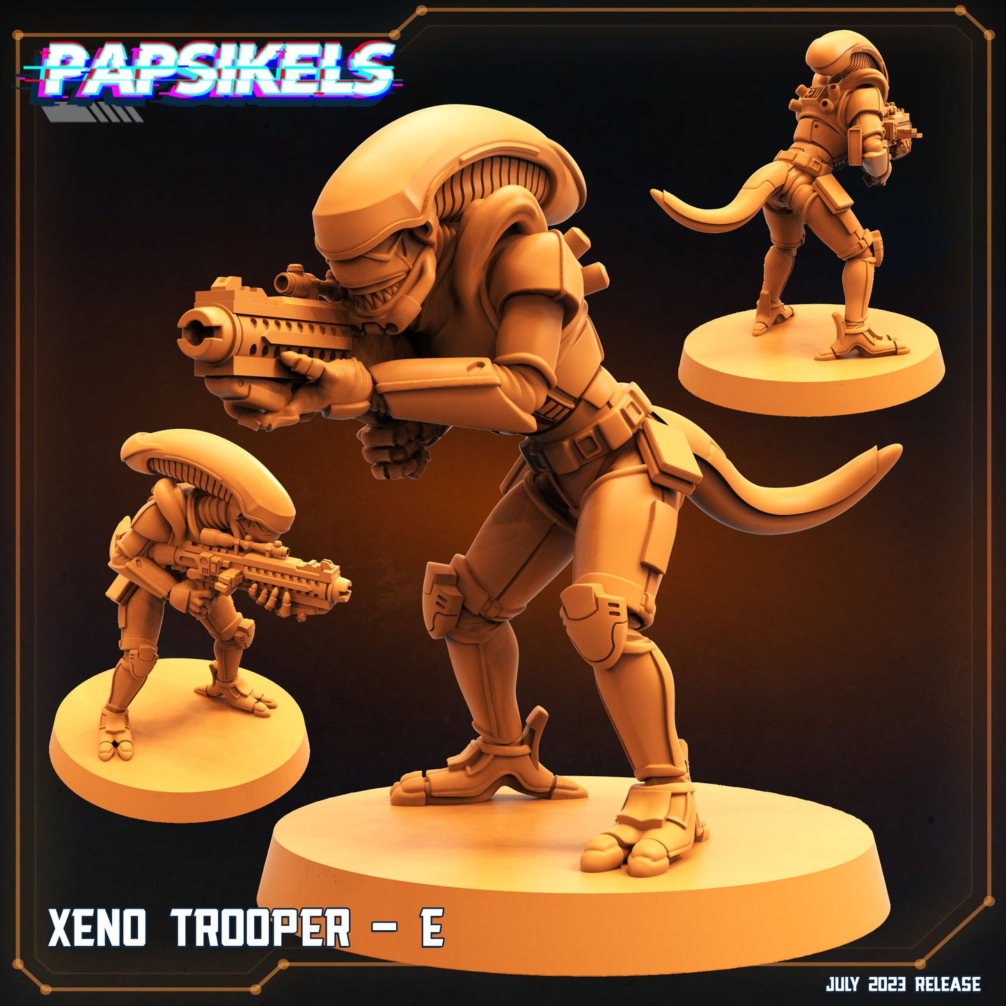 5pc Xeno Trooper Set - 32mm Scale Alien Miniature | RPG | Sci fi | Cyberpunk | Role Playing | DnD | Papsikel Xenowars