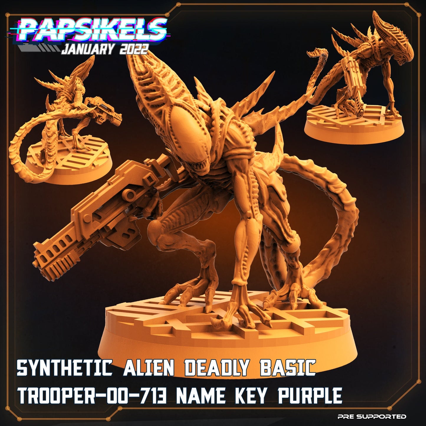Fran 9 Xeno Troop Purple - 32mm Scale Alien Miniature | RPG | Sci fi | Cyberpunk | Role Playing | DnD | Papsikel