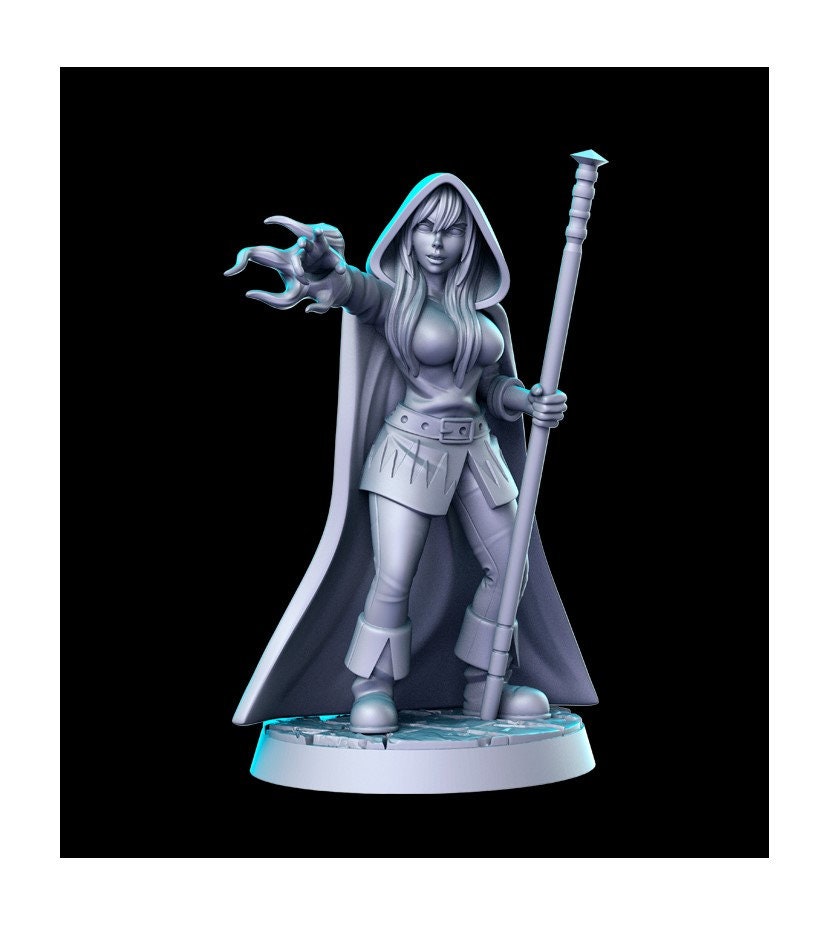 Heroine Quest Mage Female - 28mm 32mm Scale DnD Miniature | Dungeons and Dragons | RN Estudio